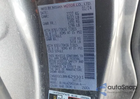 2024 Nissan Frontier King Cab S 4X2 из США, поврежденный, VIN 1N6ED1CL8RN629301